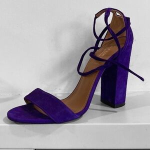 Aquazzura Suede City Sandal in Violet Purple Open Toe Heel 36.5​​